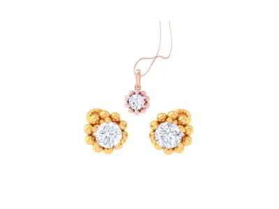 Solitaire Super Light Weight Earring Pendant Set 3D print model