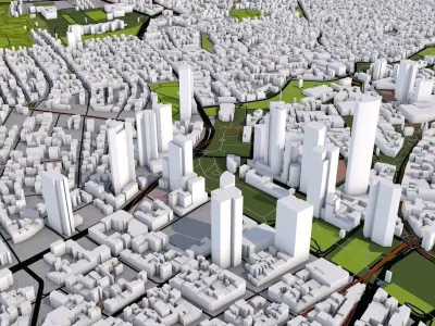 Frankfurt City of Germany Low-poly 3D model