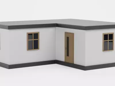 Stylised House V4 - Modern Isometric Bungalow Exterior 3D model