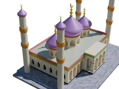3D Mosque Model Realistic Islamic Architecture Free low-poly 3D model