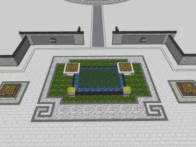 Landscape feature elements for park 3D model