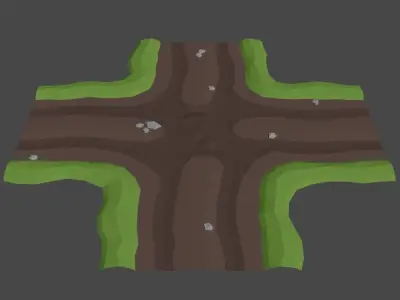 Low poly country road Low-poly 3D model