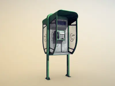 NoviSad PhoneBooth double GREEN Low-poly 3D model