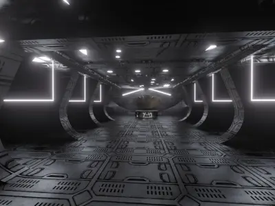 Sci fi VR gallery  Low-poly 3D model