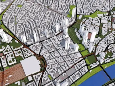 Frankfurt City of Germany Low-poly 3D model