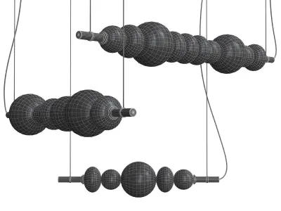 Bubbles pendant light with three glass balls hanging from it 3D model