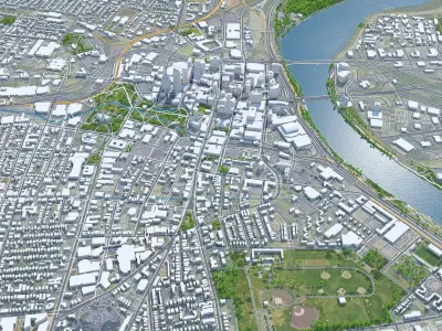 Hartford City Connecticut USA Low-poly 3D model