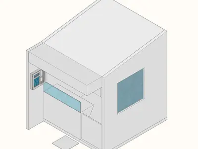 Roadside shop with new normal concept safety measures model 3D model