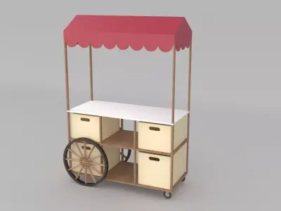 market and food cart 3D model