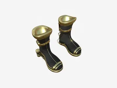SciFi Boots A04 Black Gold - Character Design Fashion Low-poly 3D model