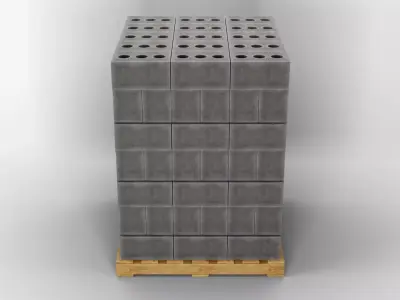 Wooden Pallet with Bricks 3 3D model