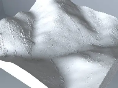 Green terrain Landscape 3D model Low-poly 3D model