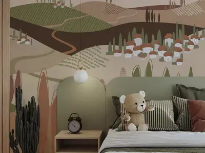 Modern Pastel Village Landscape Wallpaper Texture Pack  Texture