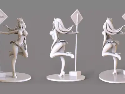 Caution Girl 3D print model