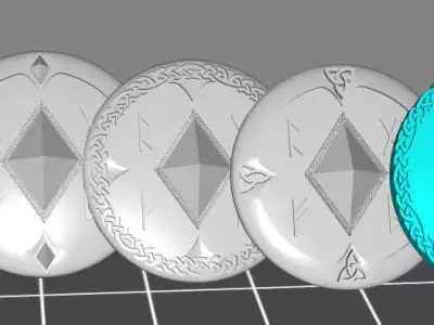 5 Wolf marine style viking storm shield diamond set 3D print model