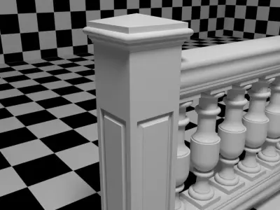 Exterior Railing - White Vinyl - Style 14 3D model