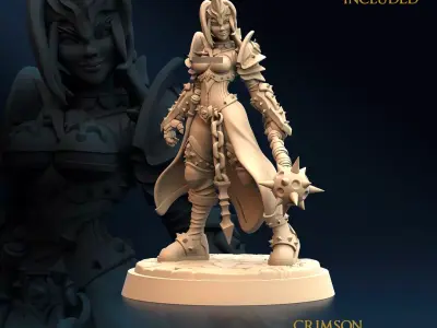 Armored Warrior Crimson Morning Star B Nude 3D print model