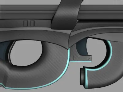 Sci-Fi P90 Carbon Fiber - Gun Weaponry Low-poly 3D model
