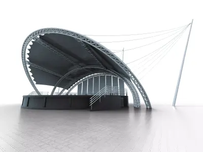 Modern Open Air Stage with Tensile Roof Low-poly 3D model