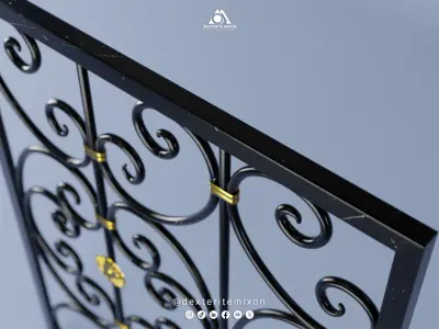 3D Model of Decorative Metal Window Fence - Security Grille 3D model