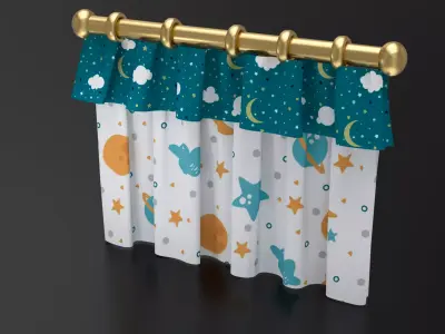 Curtain02 Low-poly 3D model