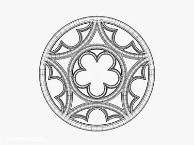 Round Gothic Window 3D model