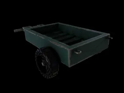 1WW2Trailer Empty PBR Low-poly 3D model Low-poly 3D model