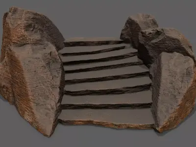 Stairs set of made of rocks Low-poly 3D model