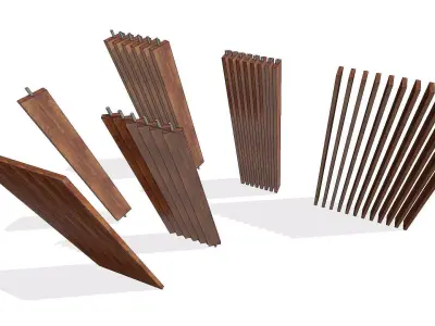 Wooden Column Decor Screens Room Divider 3D model