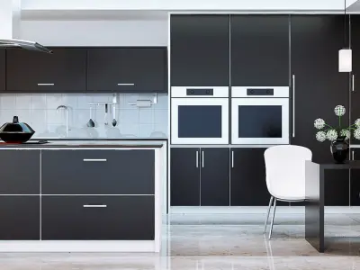 Kitchen modern with furniture 3D model