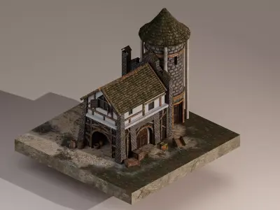  Medieval Warehouse Low-poly 3D model
