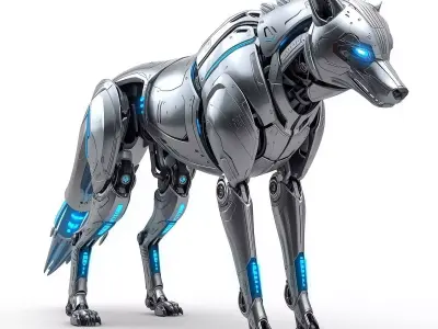 Sci-Fi Robot Wolf 3D Model Low-poly 3D model