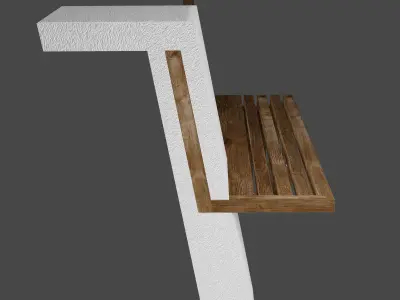 Bench with a concrete counter 3D model