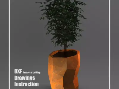 Welding Project Plans Drawings Rock Planter DXF PDF 3D model