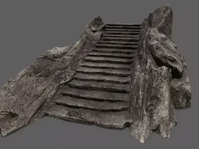 Stairs set of Low-poly 3D model