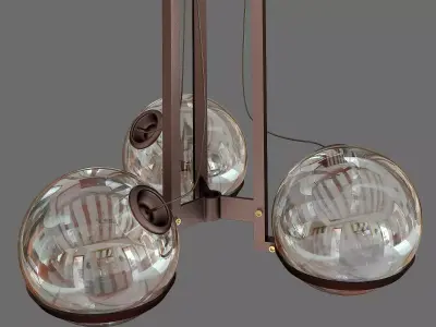 Chandelier three balls hanging from chain 3D model