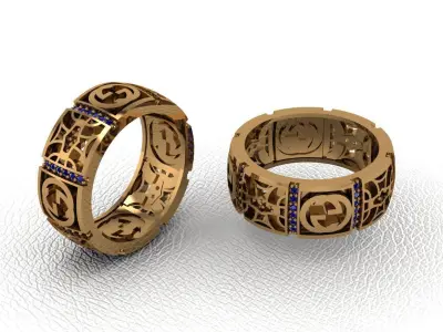 alans ring 30 pieces drawing 3d rihone drawing ring rings  3D print model