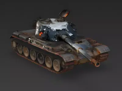 Post-Apocalyptic Battle Tank 3D Model Low-poly 3D model