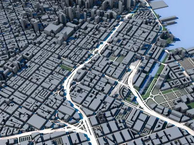 San Francisco Cityscape Golden Gate Bridge Bay Area Skyline  3D model