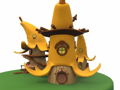 Cartoon banana house and props 2 3D model