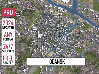 Gdansk - 3D City Model Low-poly 3D model