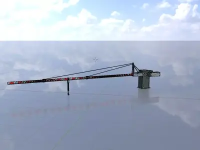 Railway Crossing Barrier 7 m closed Low-poly 3D model