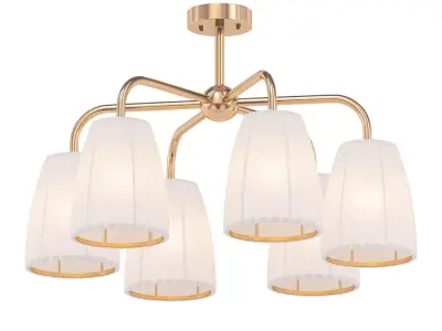 MONTCLAIR five light chandelier in brass with shades 3D model
