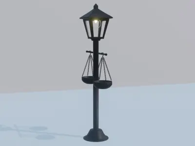 Street Lamp with Hanging Baskets 3D model