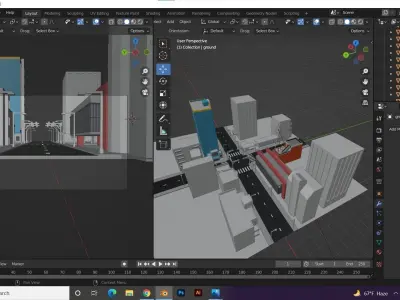 Cartoon city Free low-poly 3D model