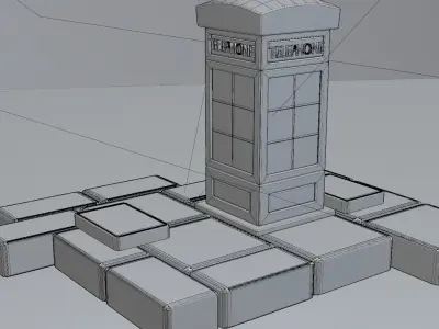 A Phone Booth with stone slabs Free low-poly 3D model