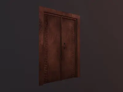 Door - old eastern style Low-poly 3D model