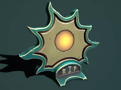 Fantasy  gravestone sun Low-poly 3D model