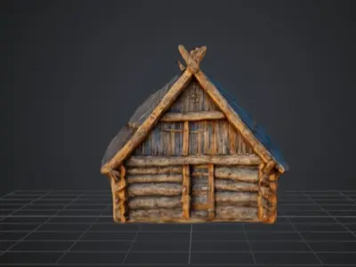 Rustic Wooden Cabin 3D model