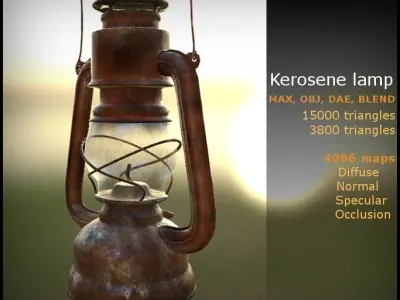 Kerosene Lamp lowpoly gameready Low-poly 3D model
